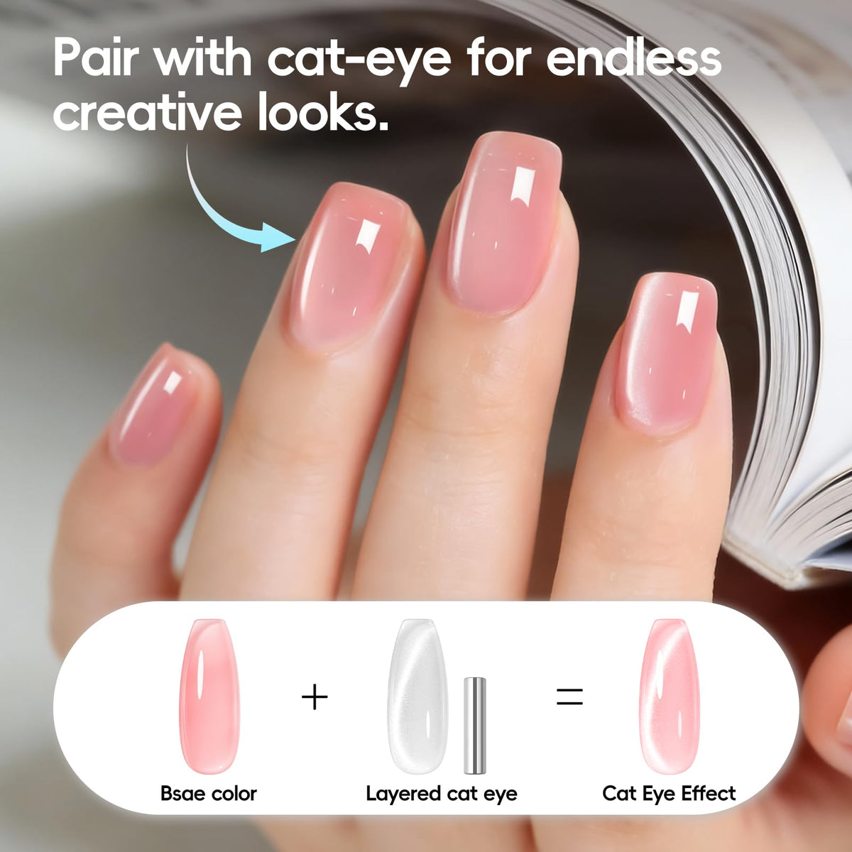 PEACECOLOR cat-eye topcoat detail demonstrating magnetic effect