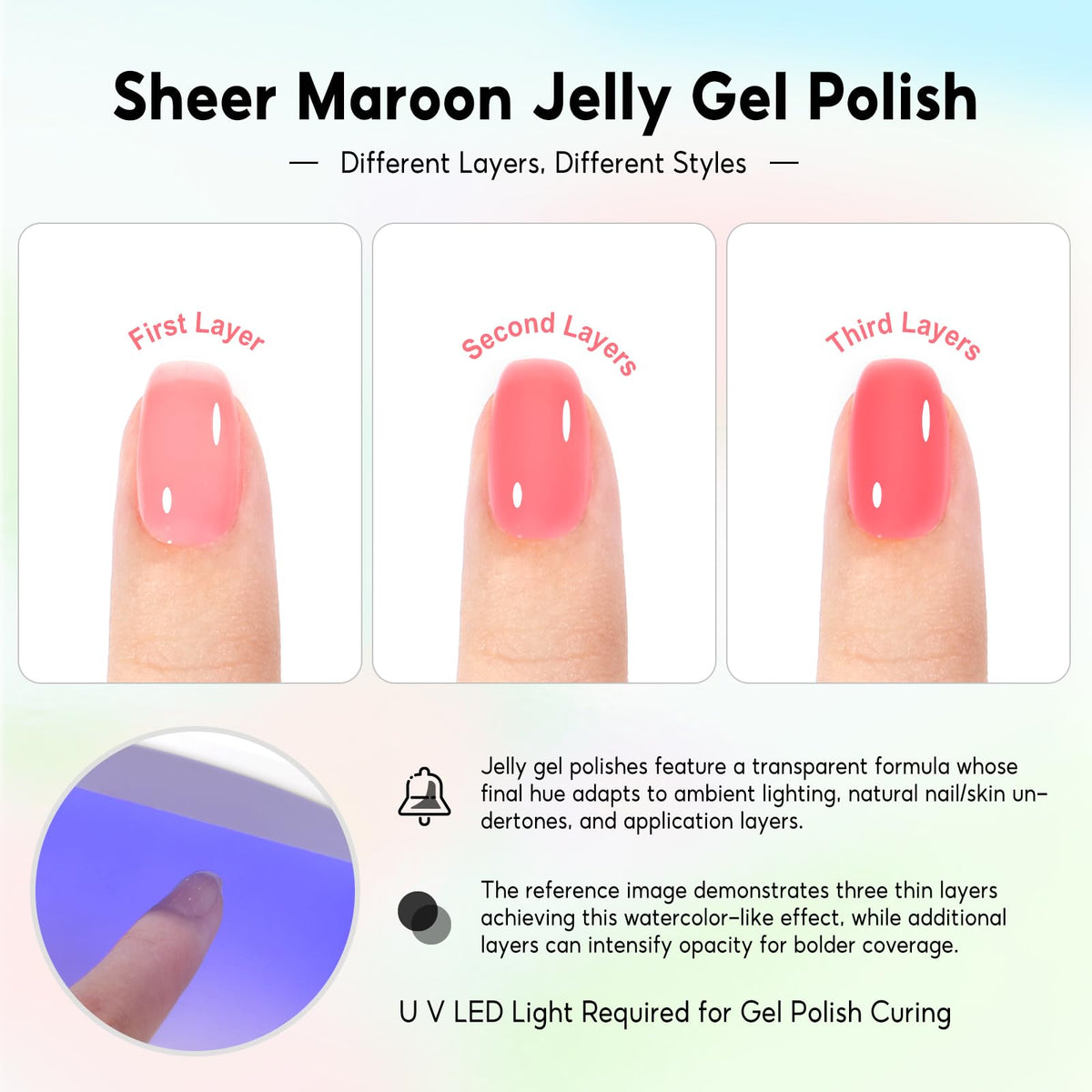 PEACECOLOR color range flatlay highlighting 22 jelly shades