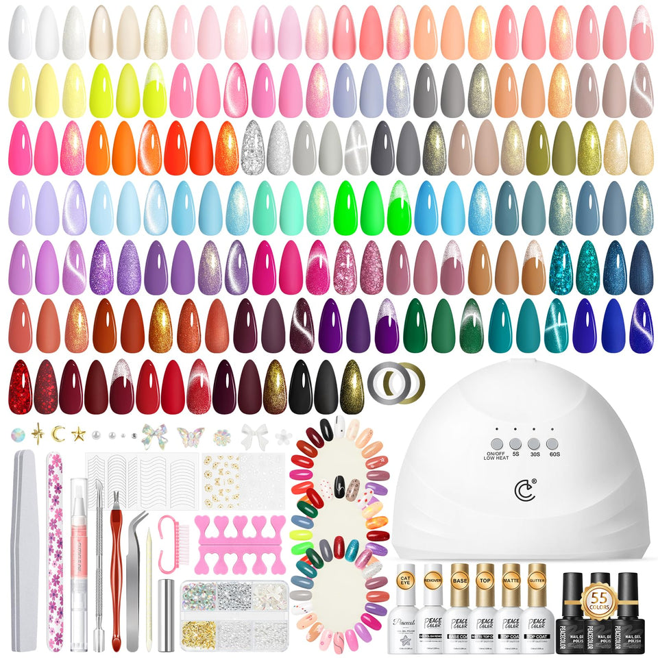 PEACECOLOR kit front packaging showing complete nail set and gift-ready box