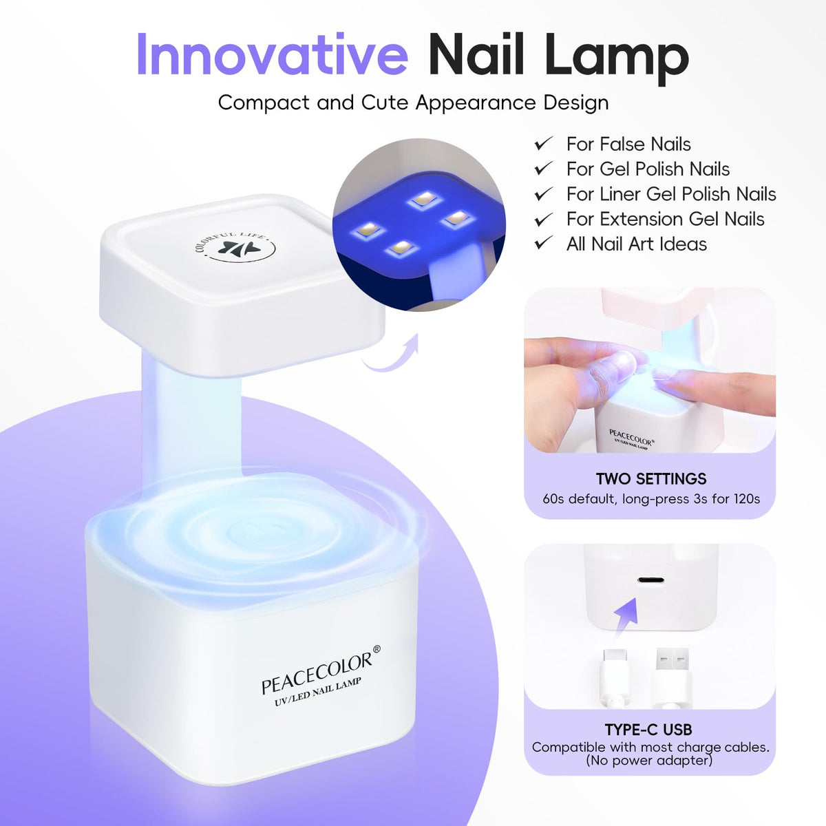 PEACECOLOR nail glue tube with applicator ensuring strong hold