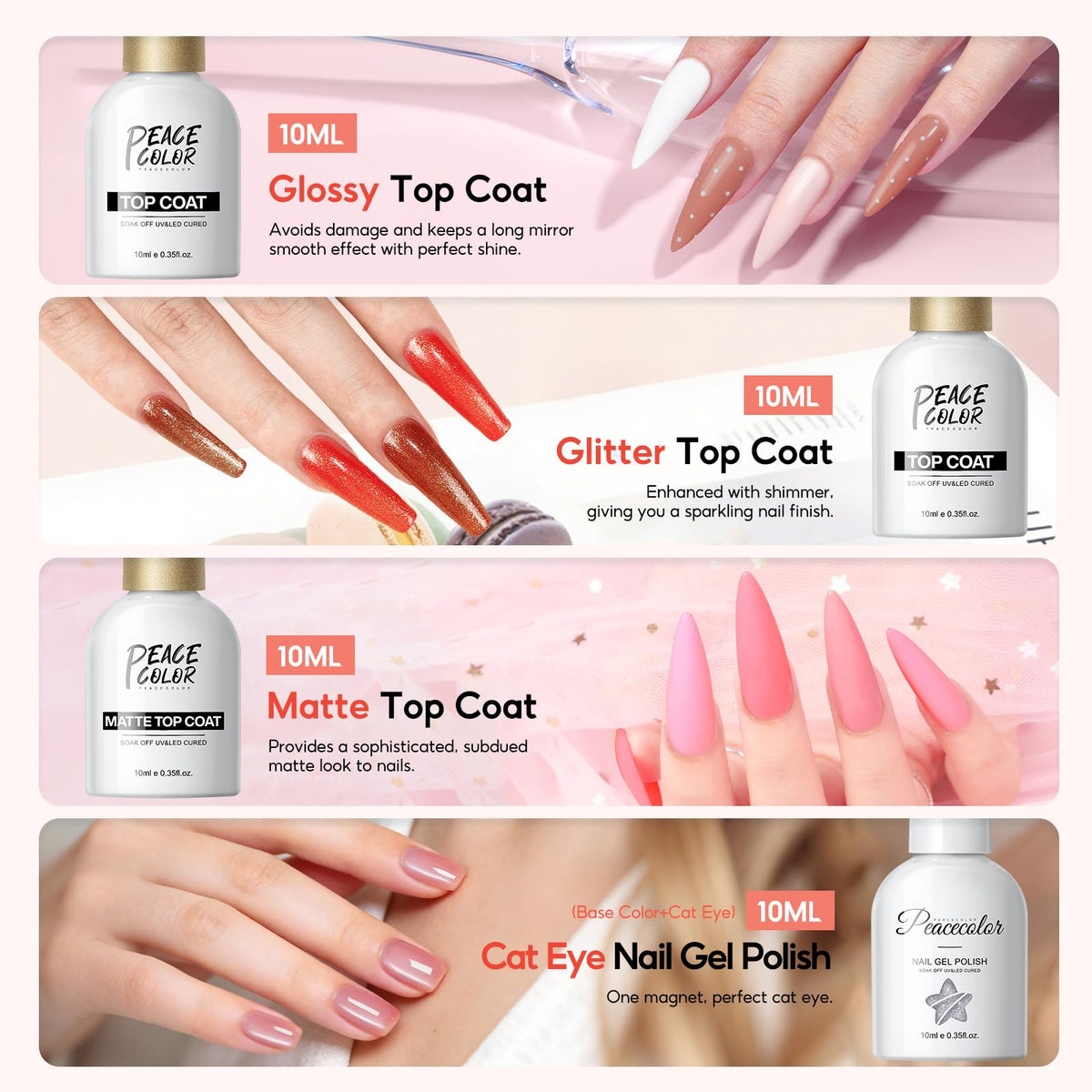 PEACECOLOR practice display boards with sample nails for design planning benefit