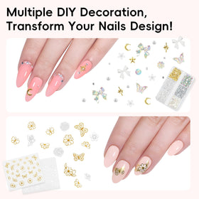 PEACECOLOR rhinestones stickers and manicure tools arranged for creative nail art