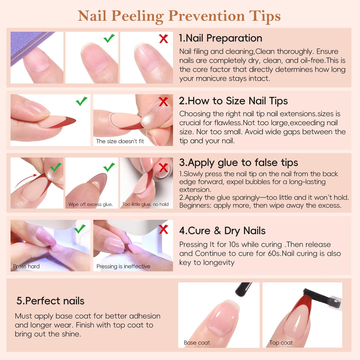 PEACECOLOR side profile of worn nails showing short square fit benefit: natural comfortable wear