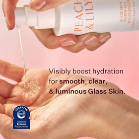 Peach & Lily gel texture close-up illustrating lightweight hydration