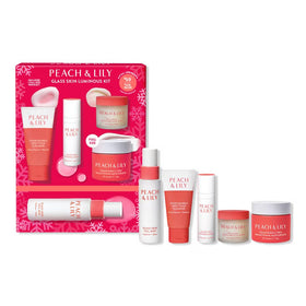 Peach & Lily kit front packaging showing holiday box and glow benefits
