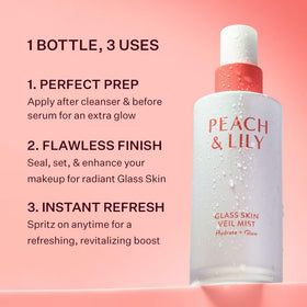 Peach & Lily mist applied over makeup to revive and add glow