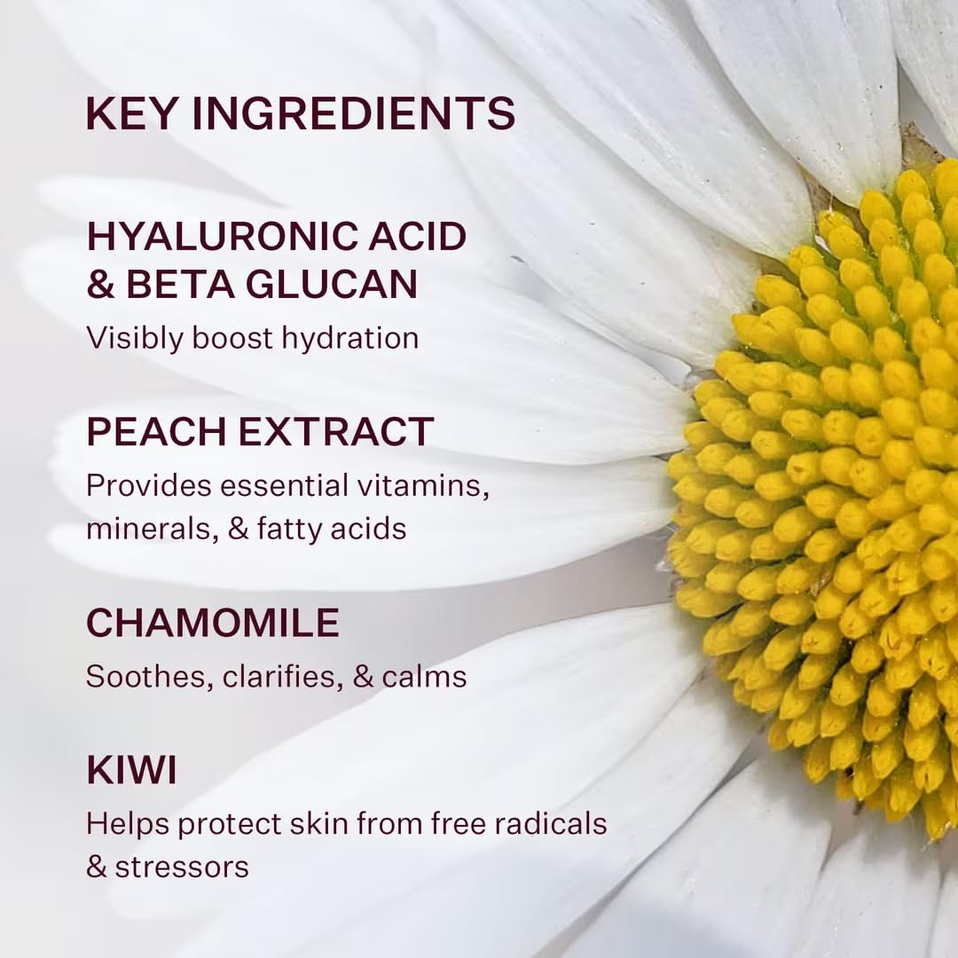 Peach & Lily ingredients label detail showing hyaluronic and botanicals