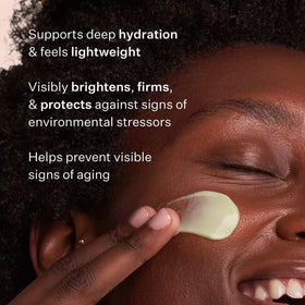 Peach & Lily close-up cream texture highlighting lightweight absorbent finish