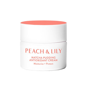Peach & Lily jar front view showing product label and compact packaging benefit