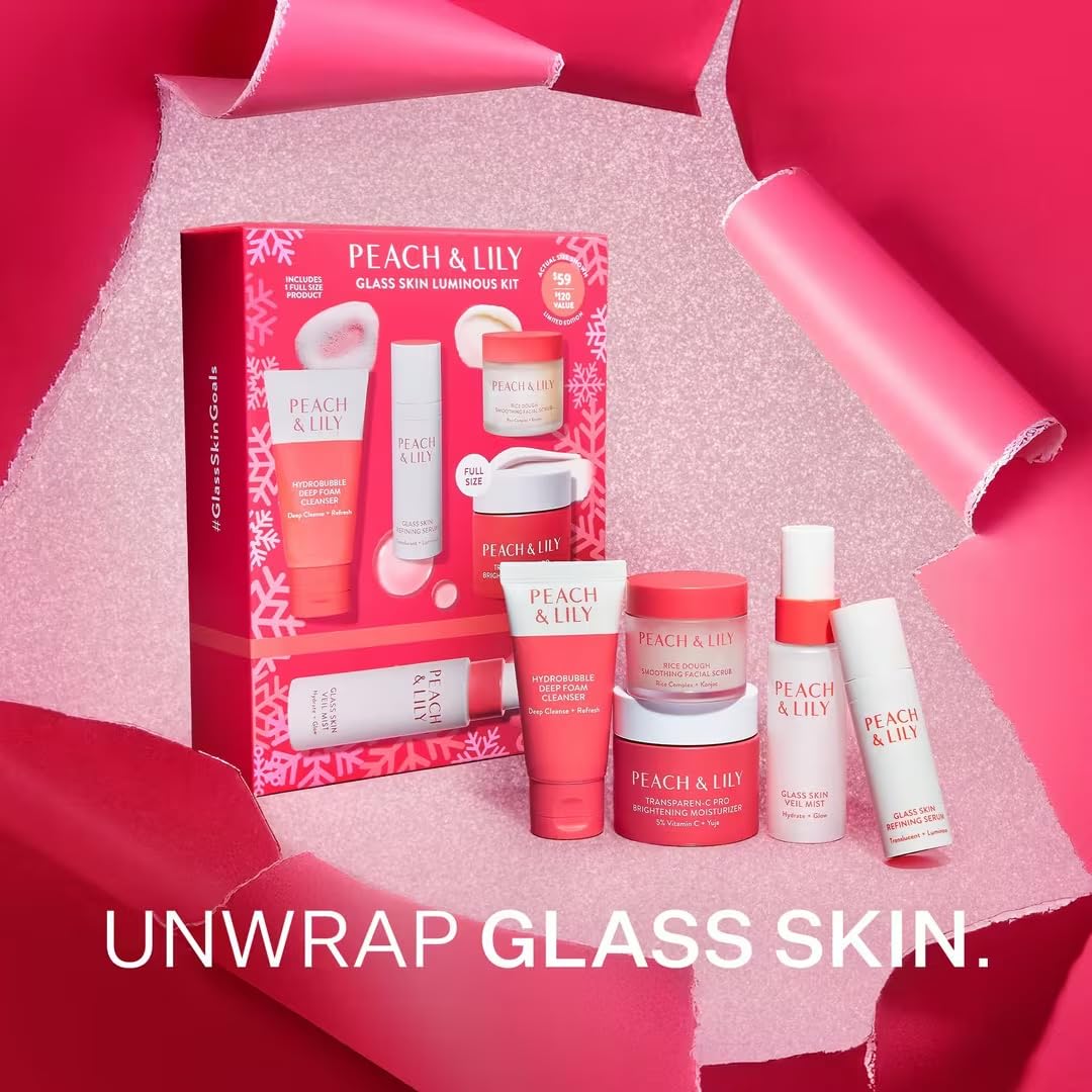 Peach & Lily products on vanity conveying easy daily routine