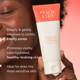 Peach & Lily gel texture on fingertip illustrating lightweight hydration
