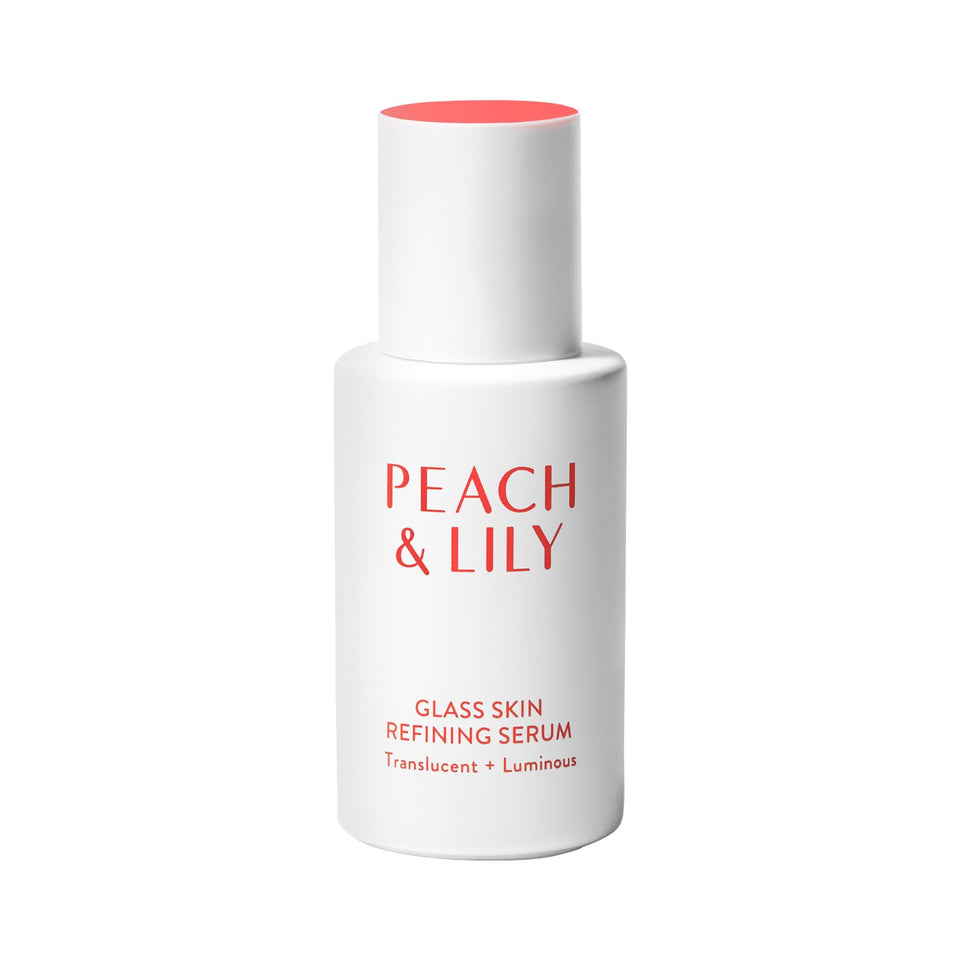 Peach & Lily front packaging showing bottle and benefit of hydrated skin