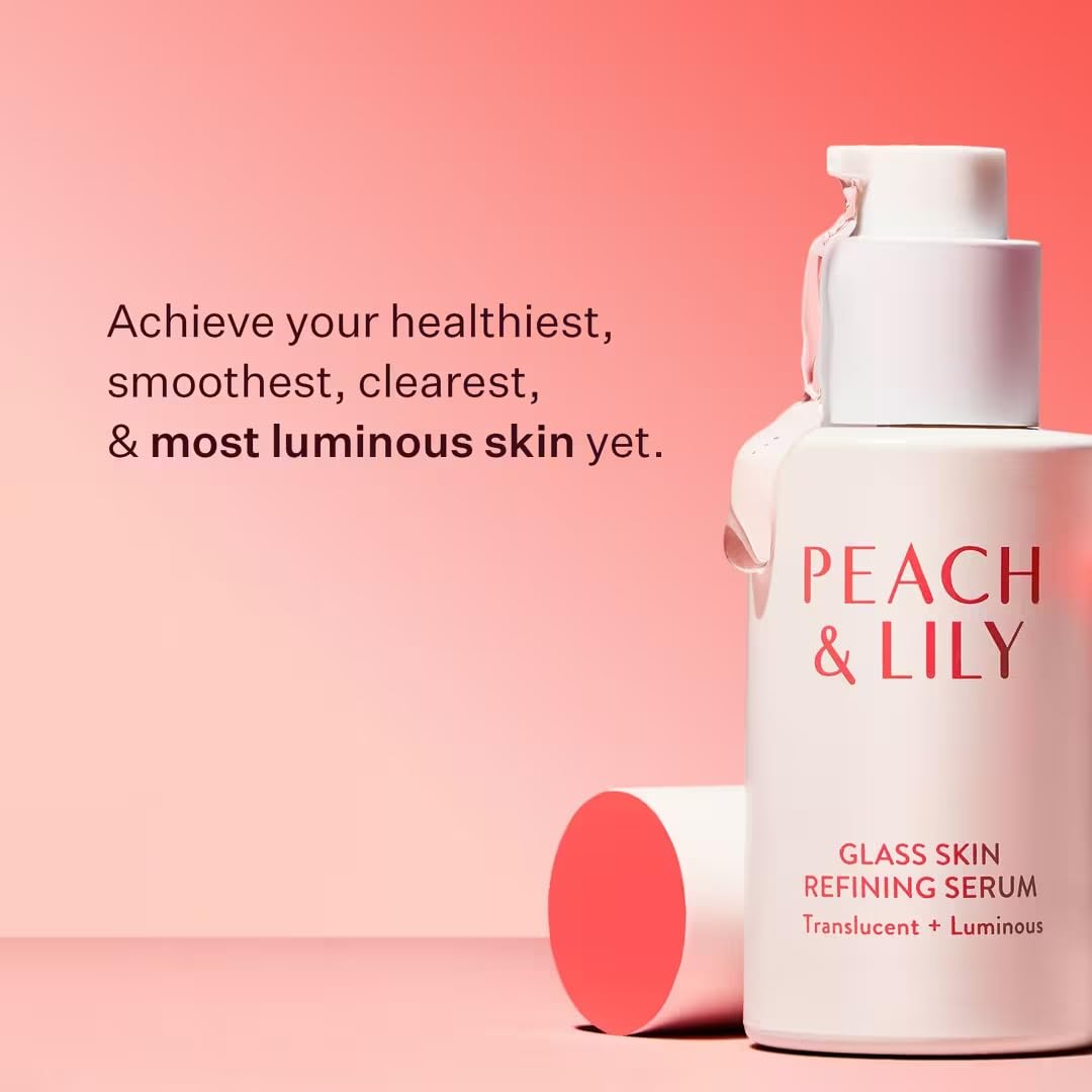 Peach & Lily pump dispensing serum illustrating easy application benefit