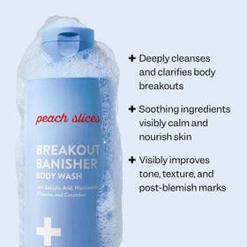 Peach & Lily gel texture on palm showing lightweight exfoliating formula