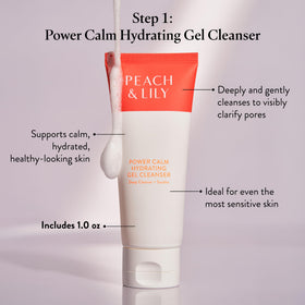 Peach & Lily essence pouring from bottle to show lightweight absorption