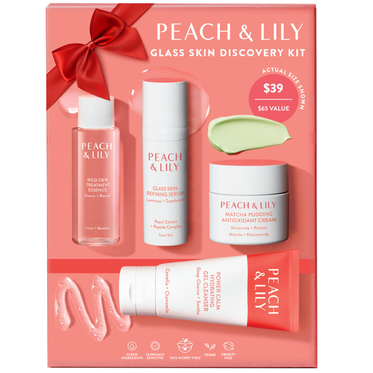 Peach & Lily front packaging showing kit contents and travel-ready convenience
