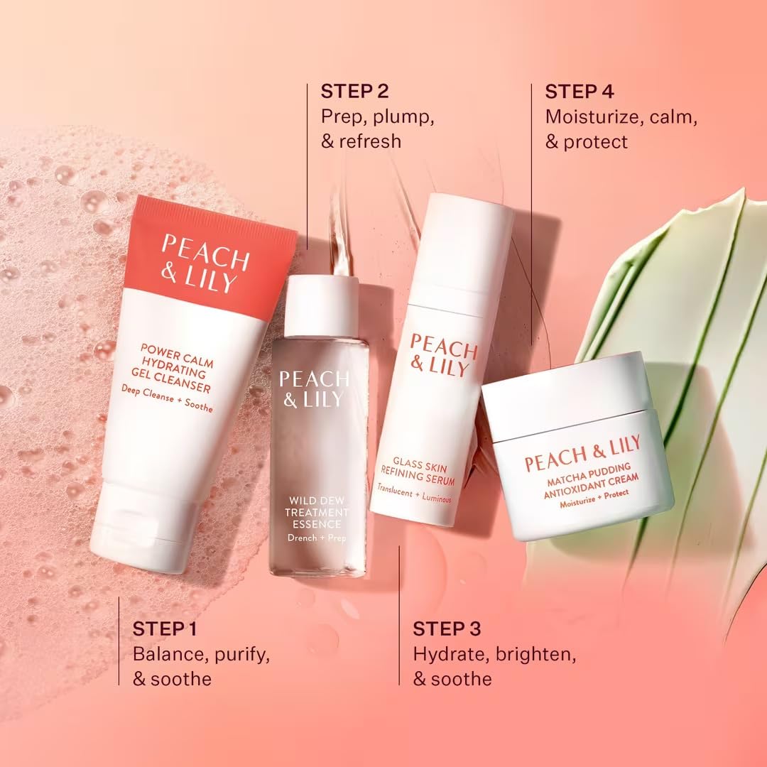 Peach & Lily products in hand illustrating portable sizes and easy use