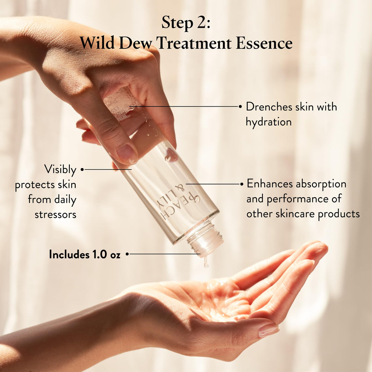 Peach & Lily serum dropper delivering concentrated smoothing treatment