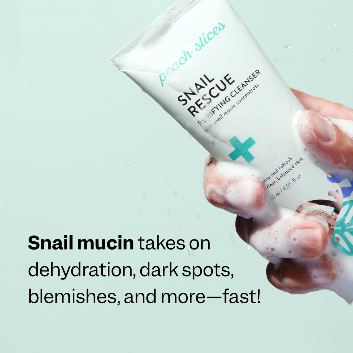 Peach Slices ingredients label highlighting snail mucin and hyaluronic acid