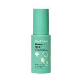 Peach Slices front bottle showing label and size, clear calming serum benefit