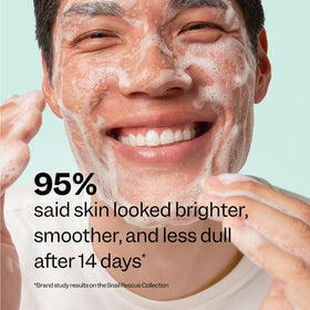 Peach Slices cleanser being dispensed into hand for easy application