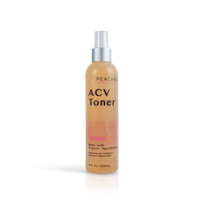 Peaches Skin Care front bottle image showing product and clear benefits