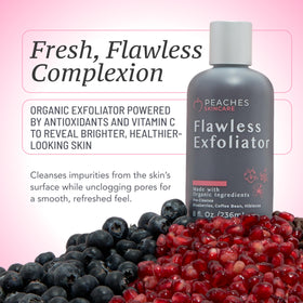 Peaches Skin Care close-up of scrub texture revealing gentle exfoliant
