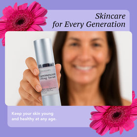 Peaches Skin Care daisy and licorice botanicals showing tone-evening benefit