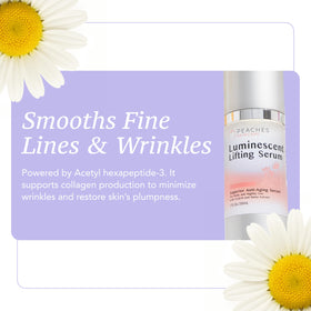 Peaches Skin Care serum texture close-up highlighting lightweight hydration