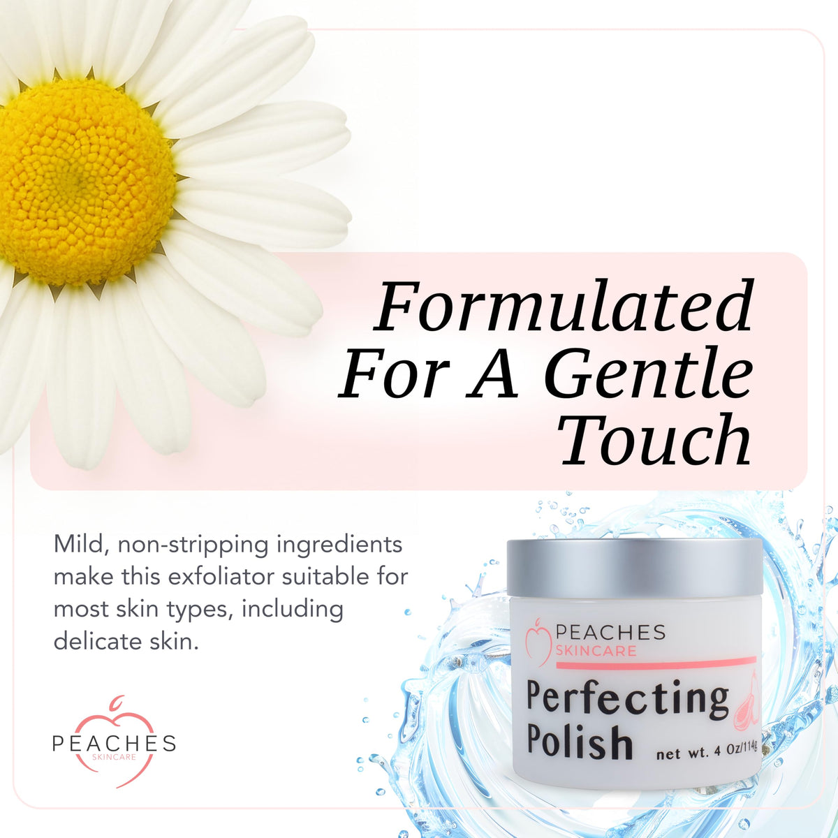 Peaches Skin Care 4 oz jar next to ruler indicating product size