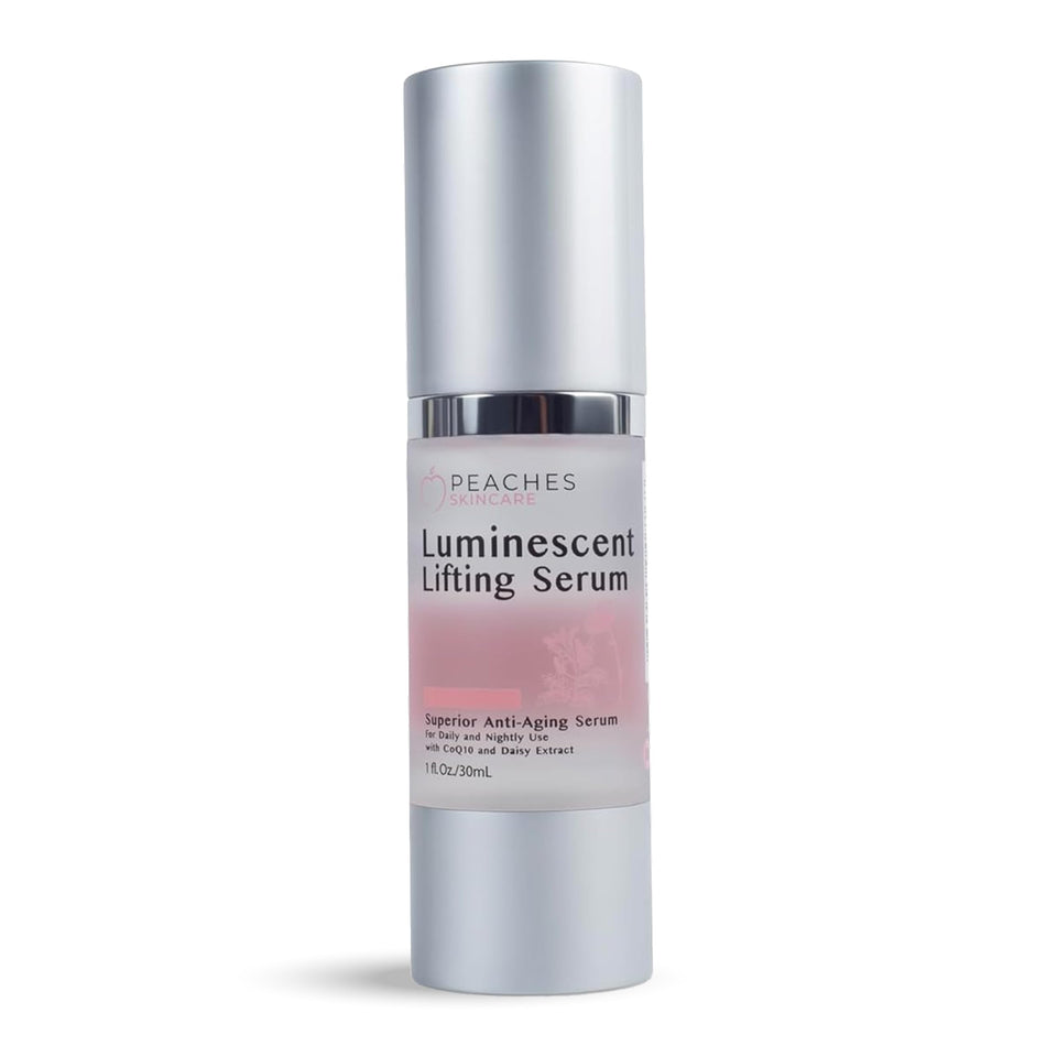 Peaches Skin Care front bottle shot showing refined packaging and hydration benefit