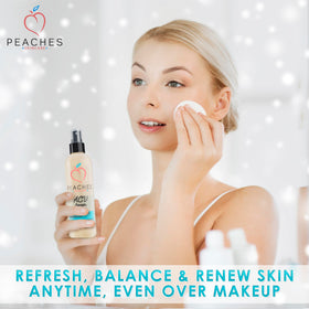 Peaches Skin Care botanical extracts flatlay showcasing natural ingredients