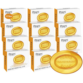 Pears front packaging 12-pack showing amber glycerin bars and value quantity benefit