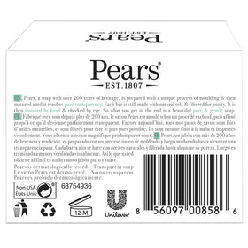 Pears close-up of glycerin bar texture highlighting gentle lather and clarity