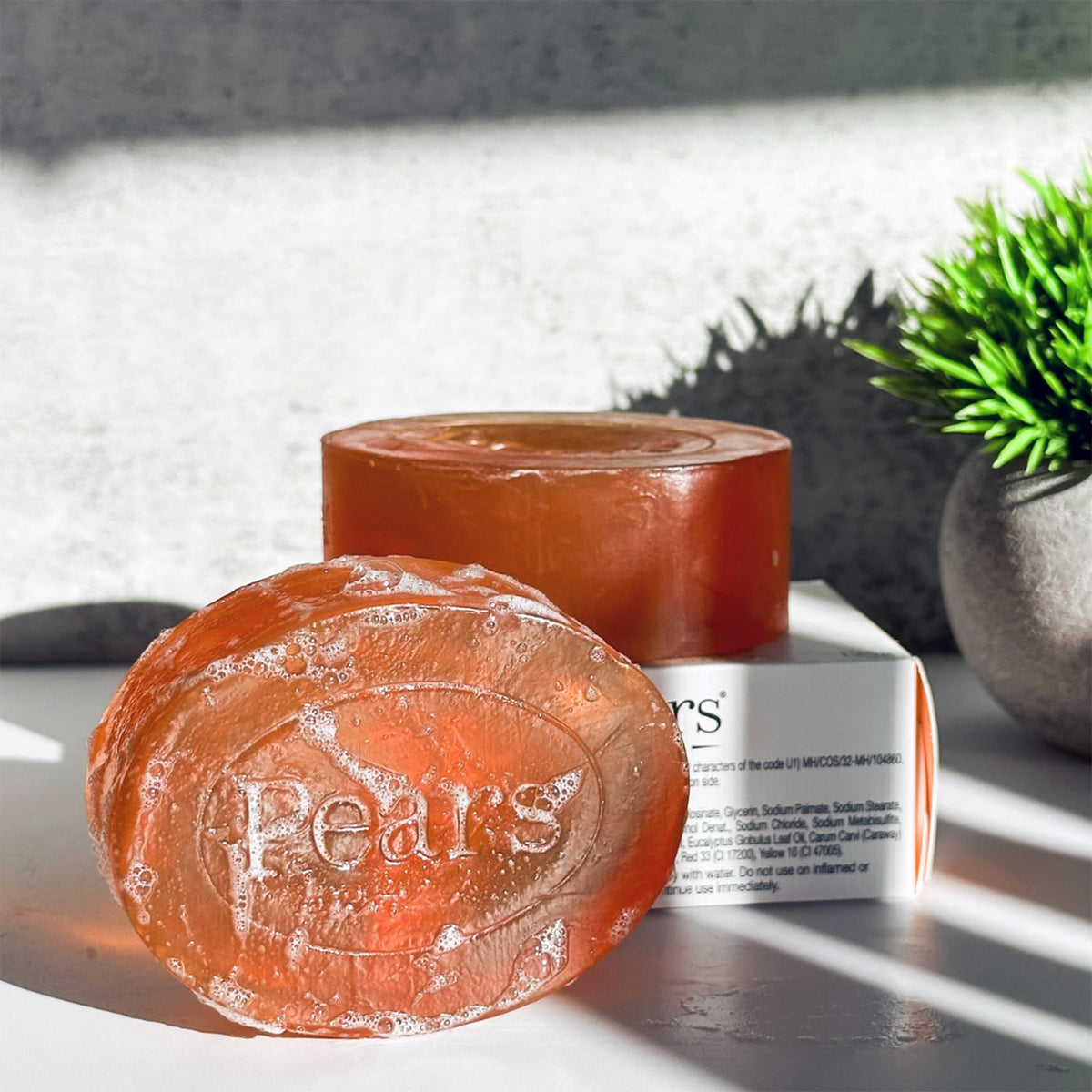 Pears lather on skin detail showing gentle cleansing and softness benefit