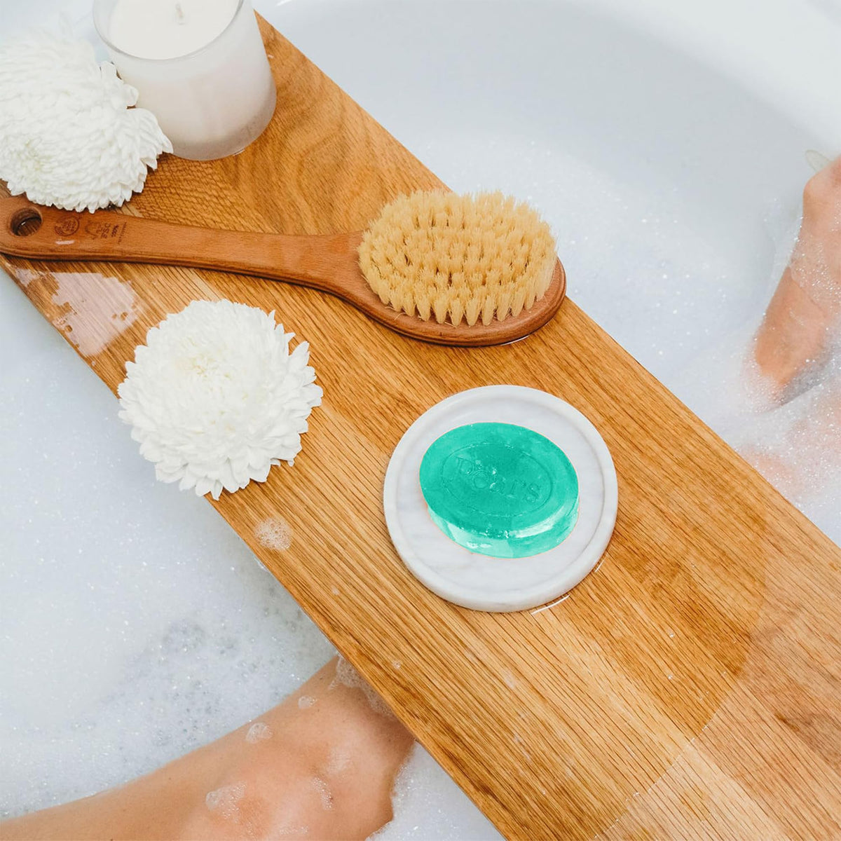 Pears soap on bathroom shelf in lifestyle setting showing everyday use benefit