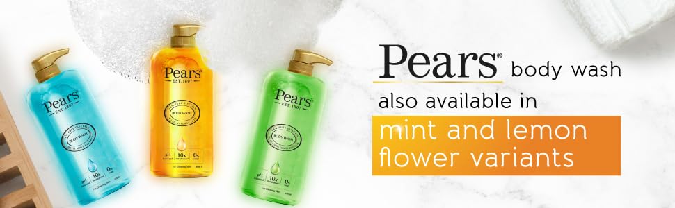 Drops of natural oils beside Pears bottle indicating conditioning benefit