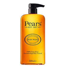 Pears bottle front view showing label and pump for easy dispensing