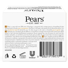 Pears single bar angled closeup highlighting smooth surface and gentle cleansing benefit