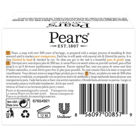 Pears single bar front view highlighting brand and moisturizing benefit