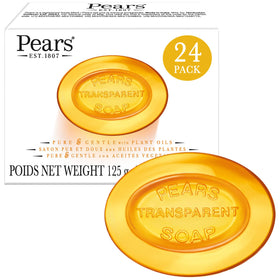 Pears translucent amber front packaging showing glycerin bar and benefits