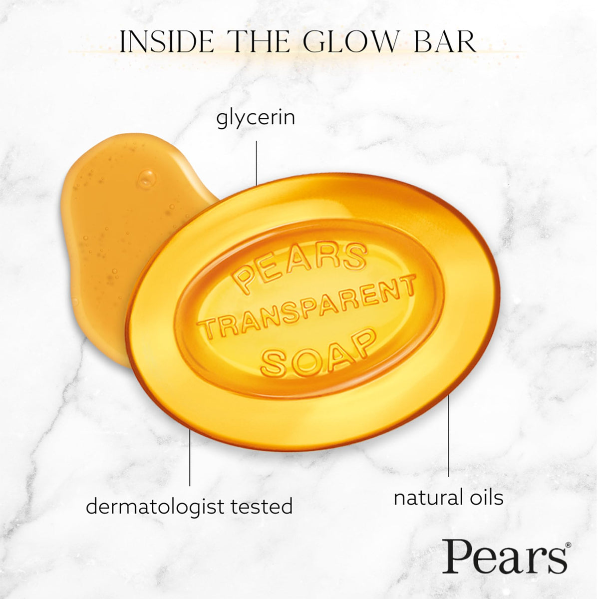Pears translucent texture detail showing clear glycerin and moisturizing look benefit