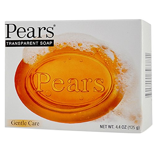 Pears transparent bar front packaging showing clear glycerin soap, gentle cleansing