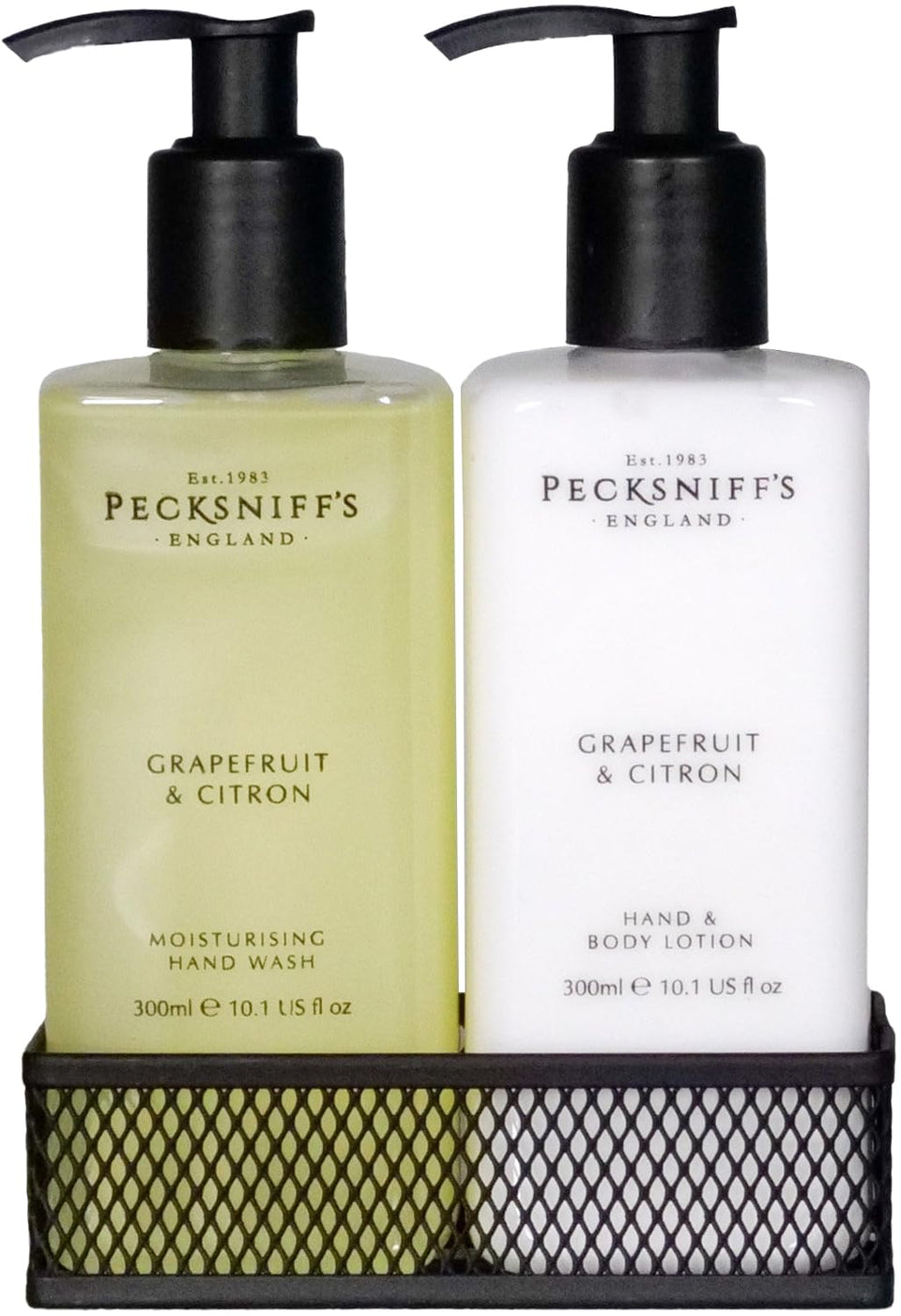 Pecksniff's caddy set displayed front view showing elegant presentation and organization
