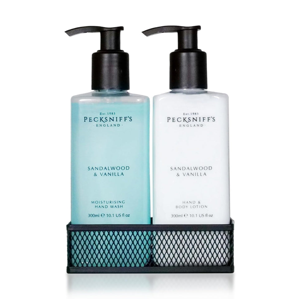 Pecksniff's front packaging showing soap and lotion set enhancing counters