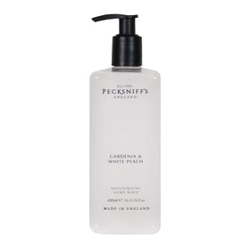 Pecksniff's front bottle view showing gardenia and white peach fragrance for elegant display