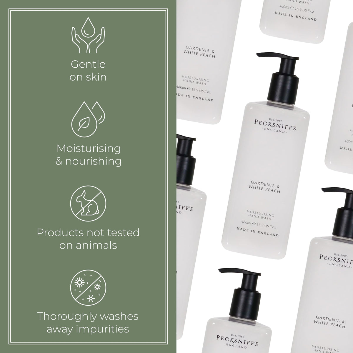 Pecksniff's creamy lather texture demonstrating moisturizing foam and gentle cleanse