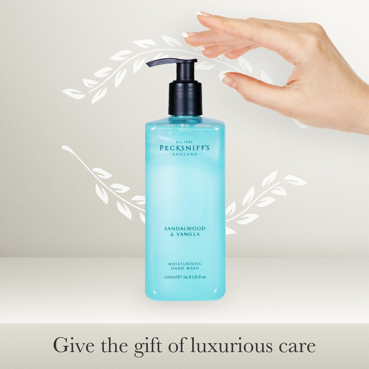 Pecksniff's handwashing lifestyle shot at sink showing pleasant scent experience benefit