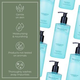 Pecksniff's label and ingredient details showing handcrafted England origin benefit