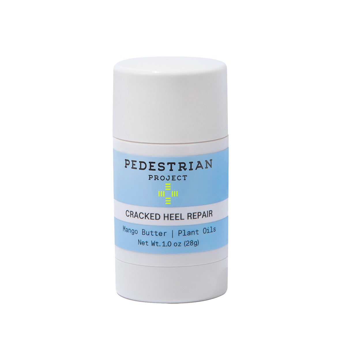 Pedestrian Project front jar view showing product label and compact size benefit